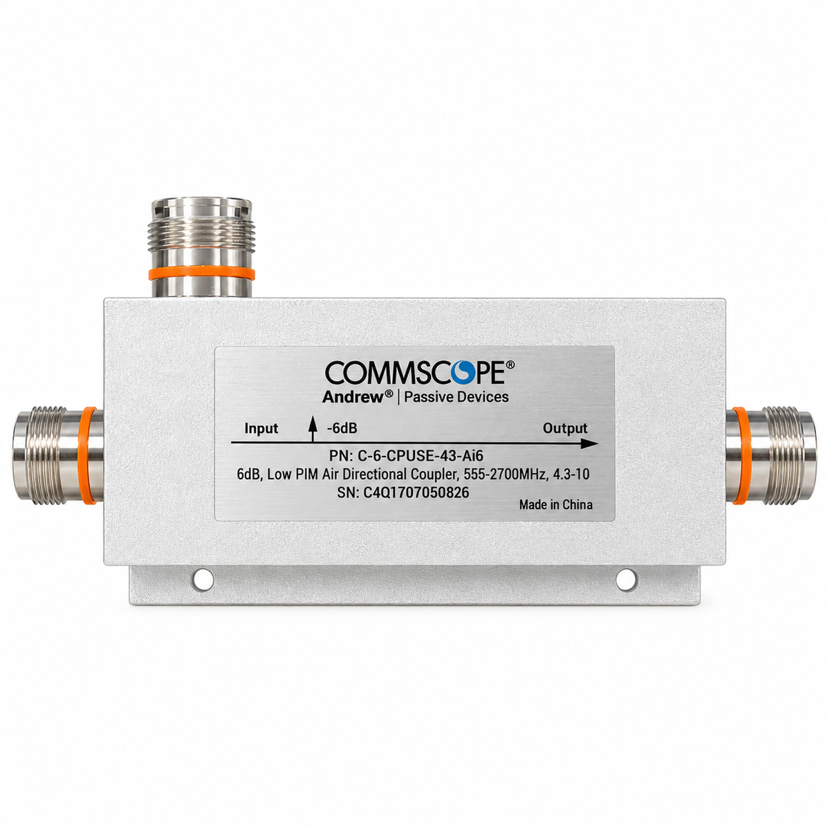 Commscope C-6-CPUSE-43-Ai6 6 dB Low PIM Directional Coupler 555-2700 MHz 4.3-10
