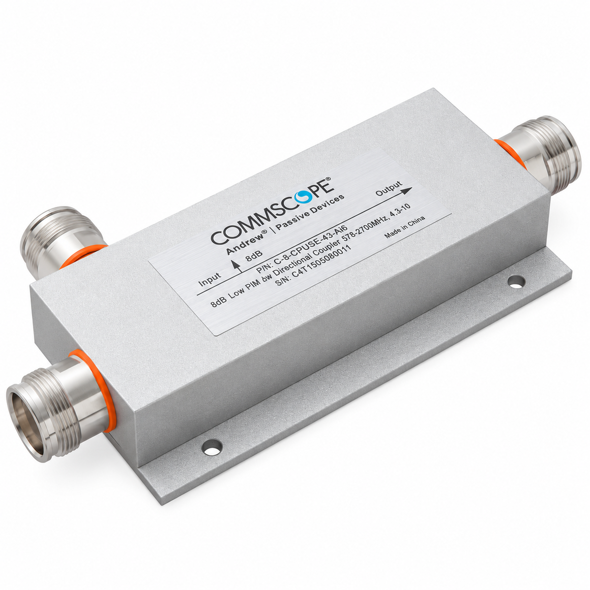 Commscope C-8-CPUSE-43-Ai6 8 dB Low PIM Directional Coupler 555-2700 MHz 4.3-10