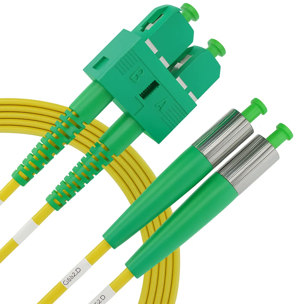 Fiber Optic Jumper / Cable FC APC to SC APC Singlemode Duplex
