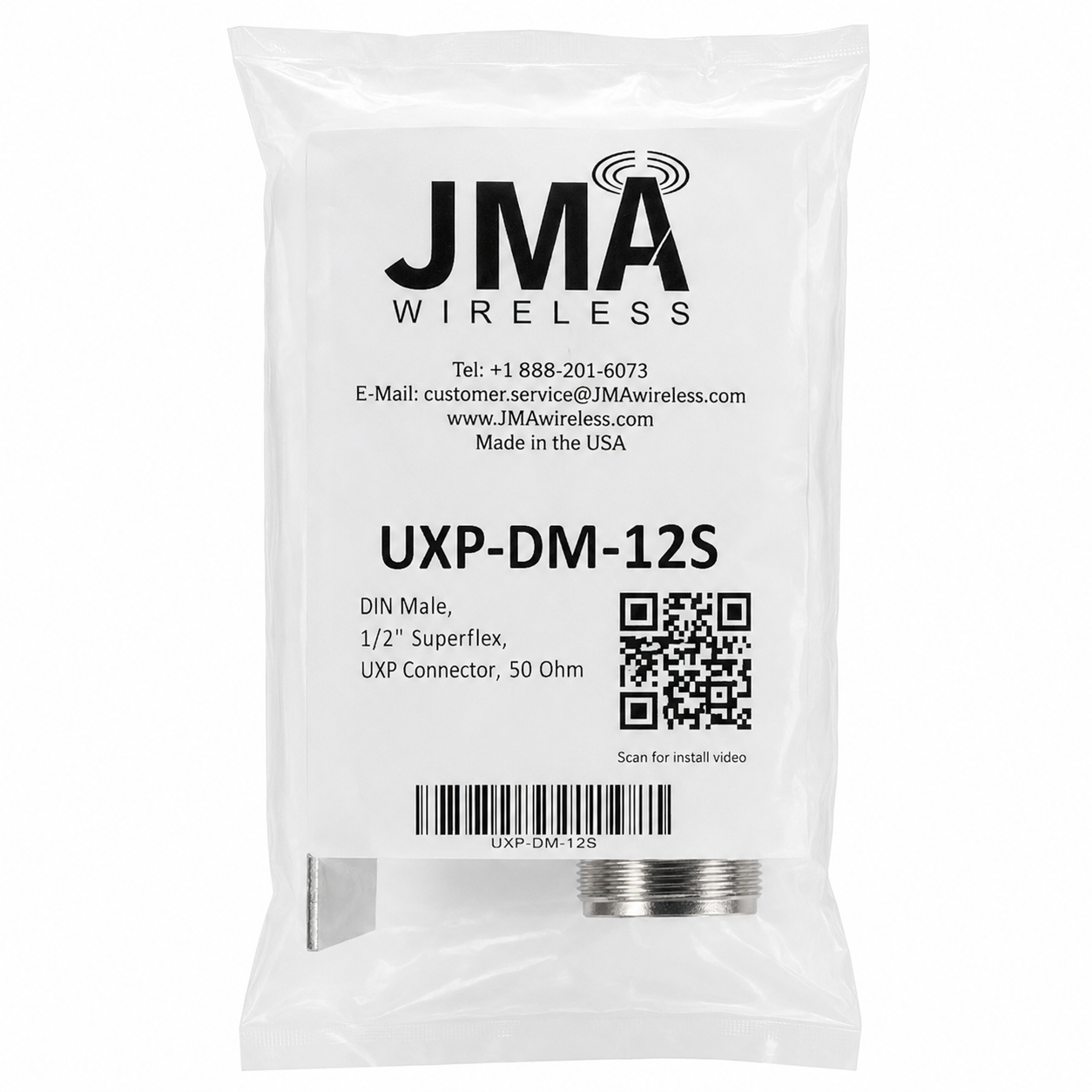 JMA Wireless UXP-DM-12S RF Connector for 1/2 in Superflex Cable 7/16 DIN Male