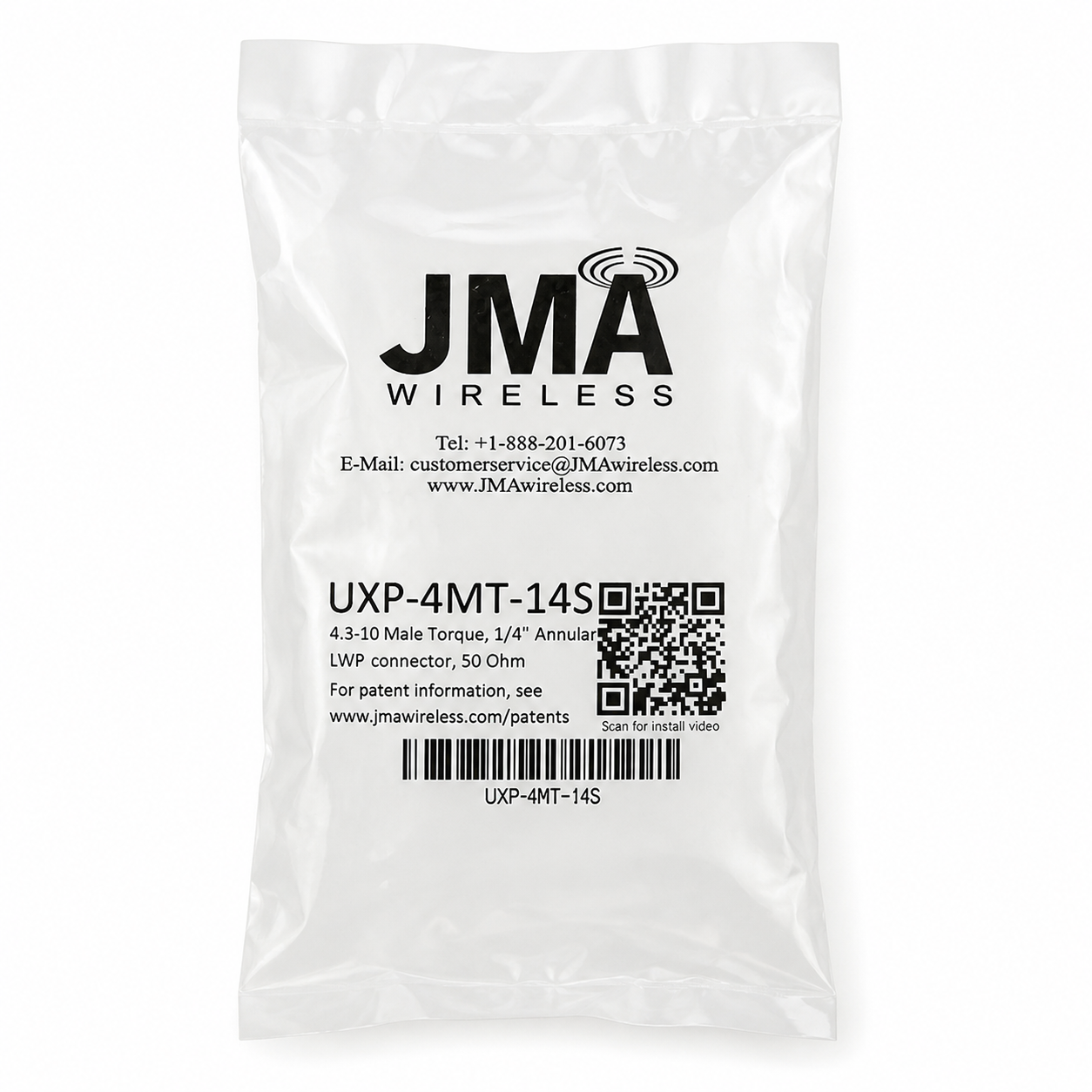 JMA Wireless UXP-4MT-14S RF Connector for 1/4 Superflexible Cable,  4.3-10 Male Torque, 50 Ohm