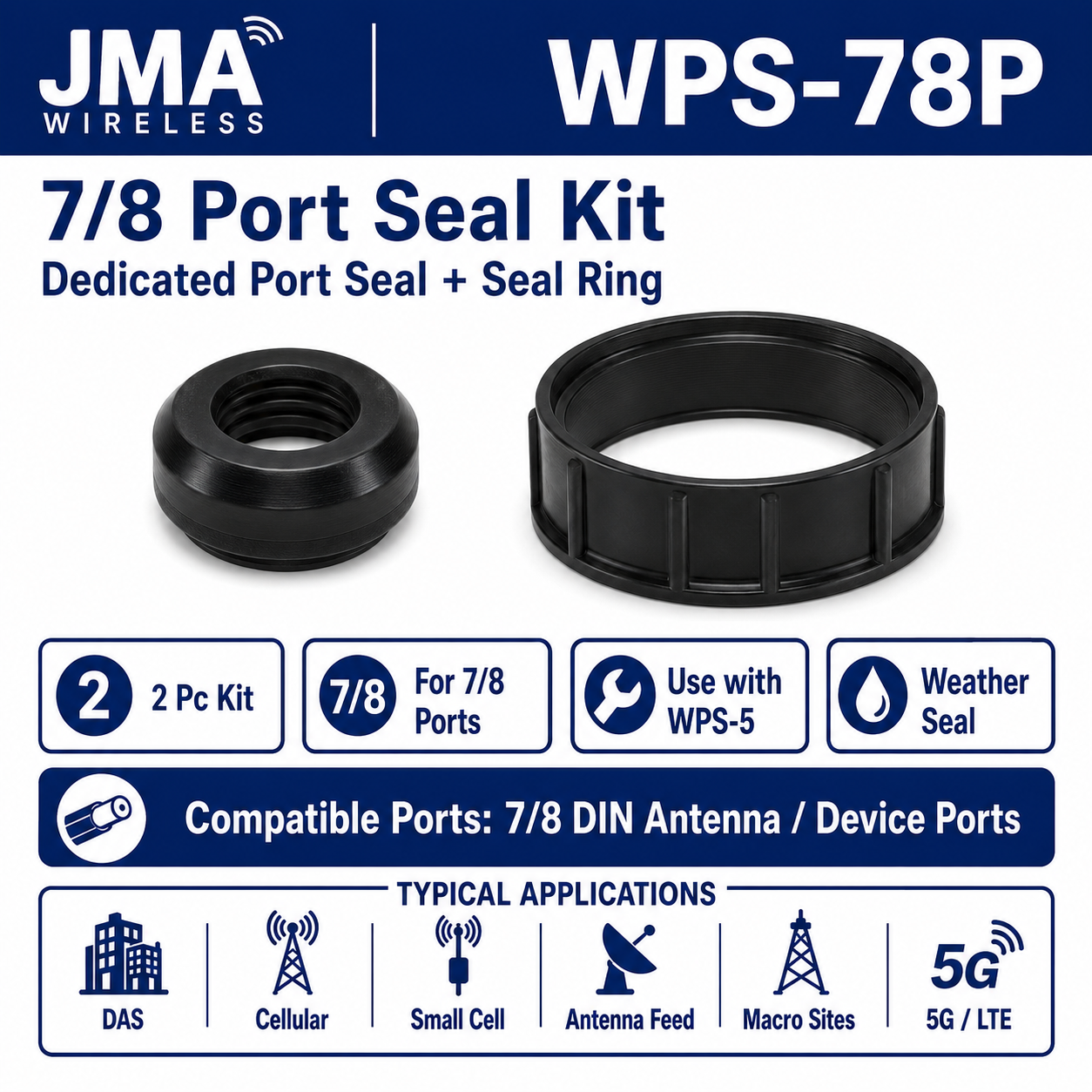 JMA Wireless WPS-78P Weather Protection Seal Kit for 7/8 in RF Connections Pack of 10