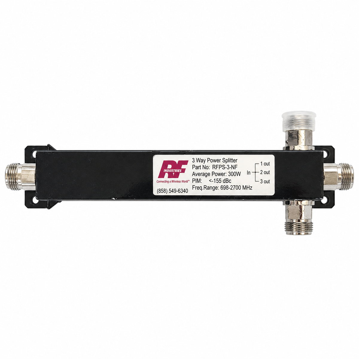 RF Industries RFPS-3-NF 3 Way Low PIM Power Splitter 698–2700 MHz N Female